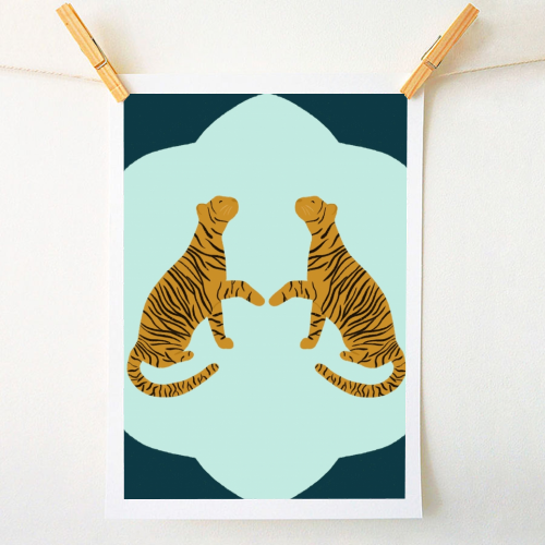 Mirrored Tigers - A1 - A4 art print by Ella Seymour