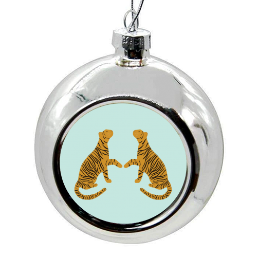 Mirrored Tigers - colourful christmas bauble by Ella Seymour