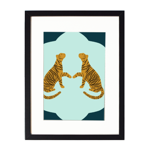 Mirrored Tigers - framed poster print by Ella Seymour