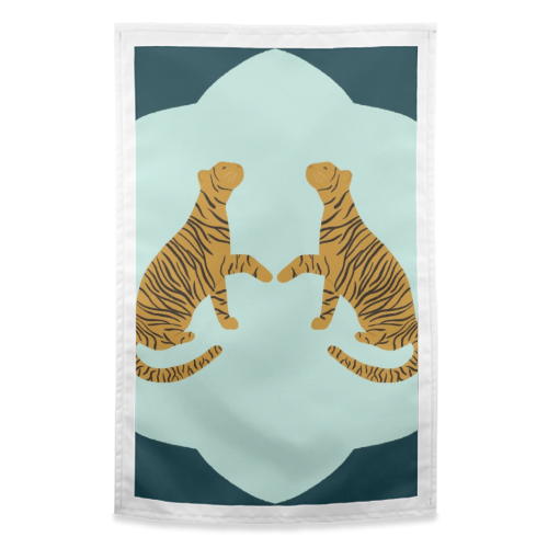 Mirrored Tigers - funny tea towel by Ella Seymour