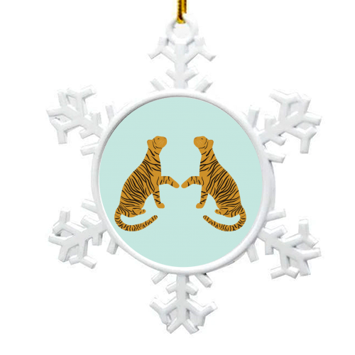 Mirrored Tigers - snowflake decoration by Ella Seymour