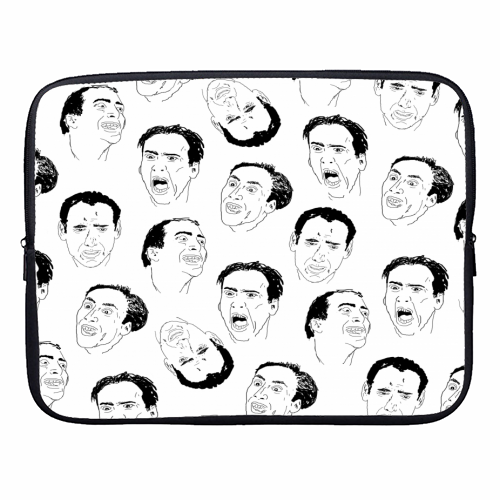 Cage gives good face - designer laptop sleeve by kirstin stride