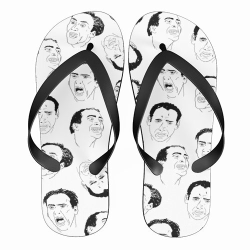 Cage gives good face - funny flip flops by kirstin stride
