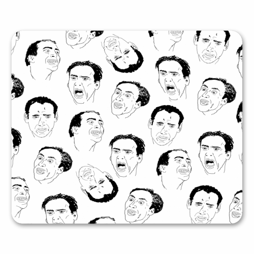 Cage gives good face - funny mouse mat by kirstin stride