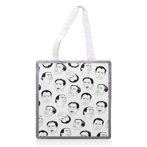 Cage gives good face - printed tote bag by kirstin stride