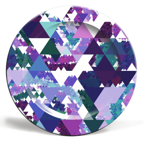 Colorful Triangles - ceramic dinner plate by Kaleiope Studio