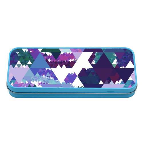Colorful Triangles - tin pencil case by Kaleiope Studio