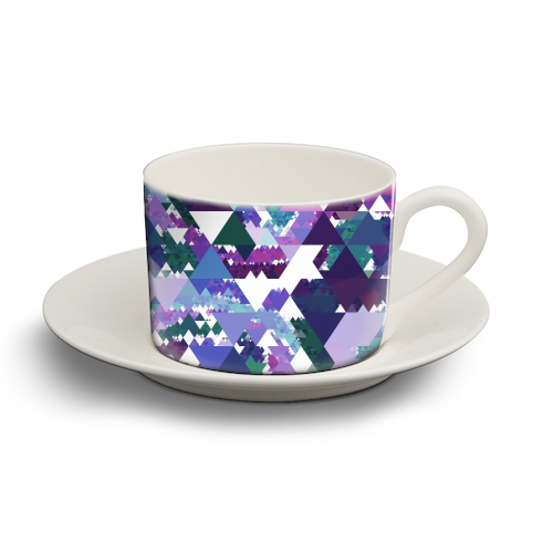 Colorful Triangles - personalised cup and saucer by Kaleiope Studio