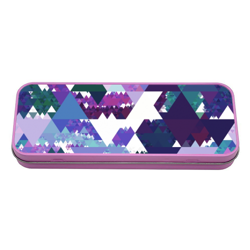 Colorful Triangles - tin pencil case by Kaleiope Studio