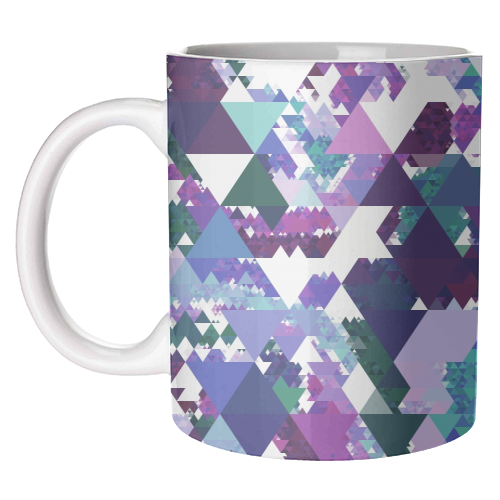 Colorful Triangles - unique mug by Kaleiope Studio