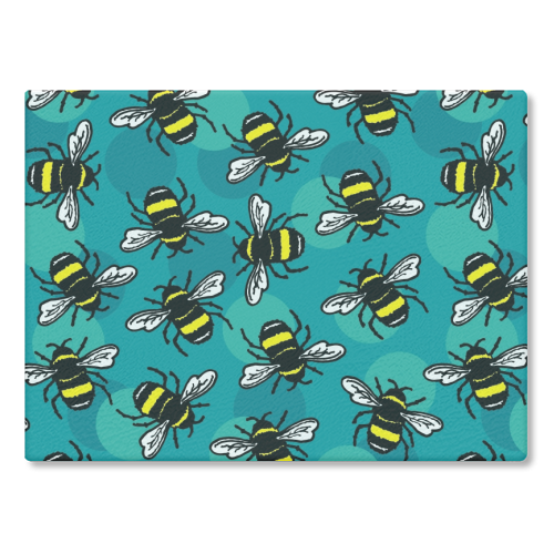 Bumble Bees - glass chopping board by Vicky Day