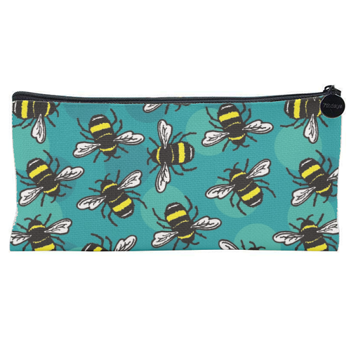 Bumble Bees - flat pencil case by Vicky Day