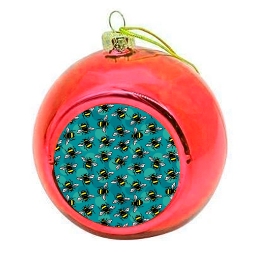 Bumble Bees - colourful christmas bauble by Vicky Day