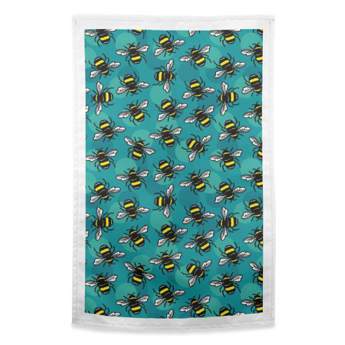 Bumble Bees - funny tea towel by Vicky Day