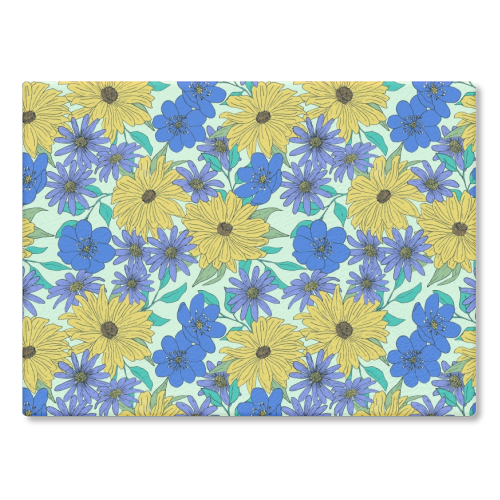 Bright Florals - glass chopping board by Kayleigh Mace