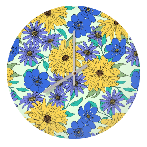 Bright Florals - quirky wall clock by Kayleigh Mace