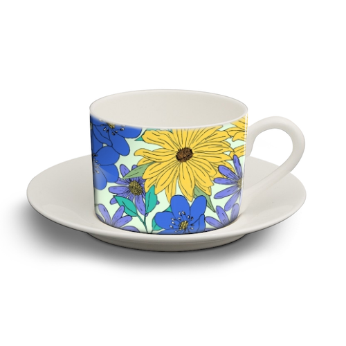 Bright Florals - personalised cup and saucer by Kayleigh Mace