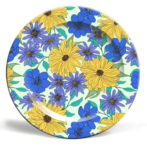 Bright Florals - ceramic dinner plate by Kayleigh Mace