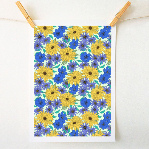 Bright Florals - A1 - A4 art print by Kayleigh Mace