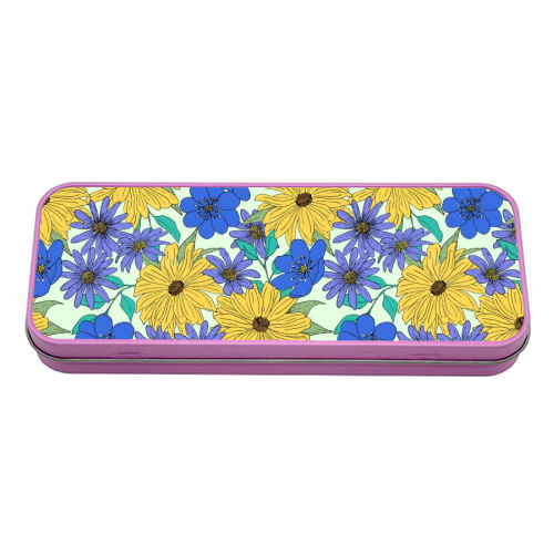 Bright Florals - tin pencil case by Kayleigh Mace