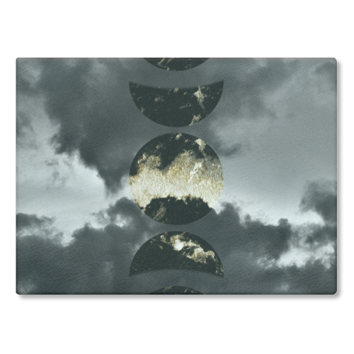 Mystical Moon Phases #1 #gold #black #decor #art - glass chopping board by Anita Bella Jantz