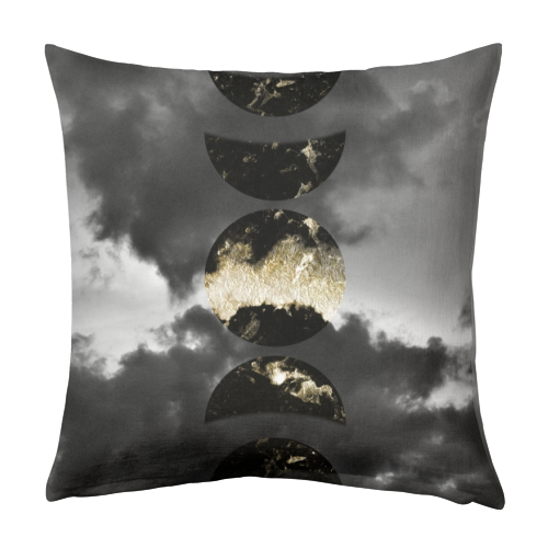 Mystical Moon Phases #1 #gold #black #decor #art - designed cushion by Anita Bella Jantz