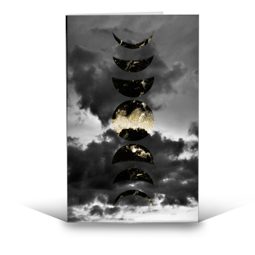 Mystical Moon Phases #1 #gold #black #decor #art - funny greeting card by Anita Bella Jantz