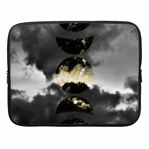 Mystical Moon Phases #1 #gold #black #decor #art - designer laptop sleeve by Anita Bella Jantz