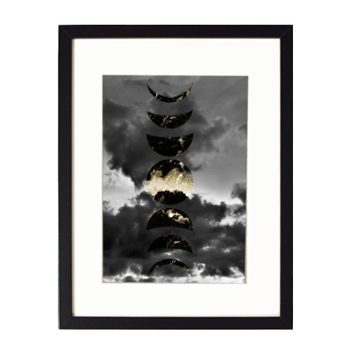 Mystical Moon Phases #1 #gold #black #decor #art - framed poster print by Anita Bella Jantz