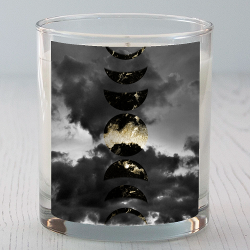 Mystical Moon Phases #1 #gold #black #decor #art - scented candle by Anita Bella Jantz
