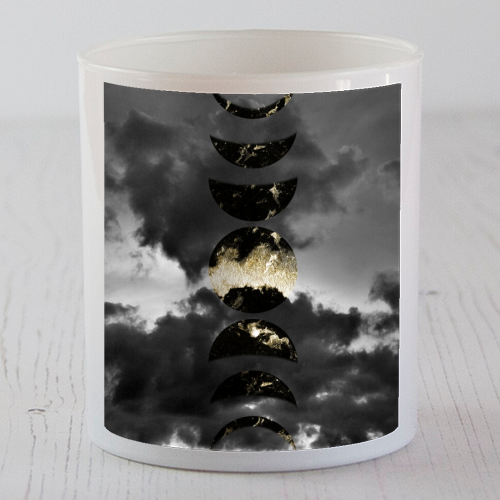 Mystical Moon Phases #1 #gold #black #decor #art - scented candle by Anita Bella Jantz