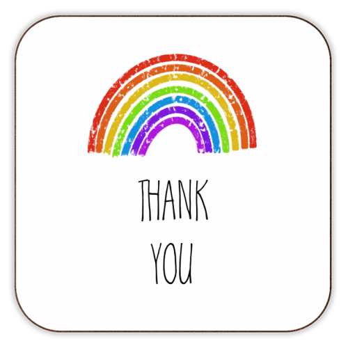 Rainbow Thank you Greeting - personalised beer coaster by Adam Regester