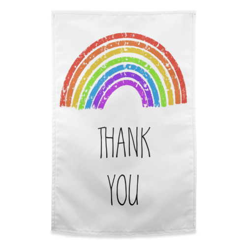 Rainbow Thank you Greeting - funny tea towel by Adam Regester