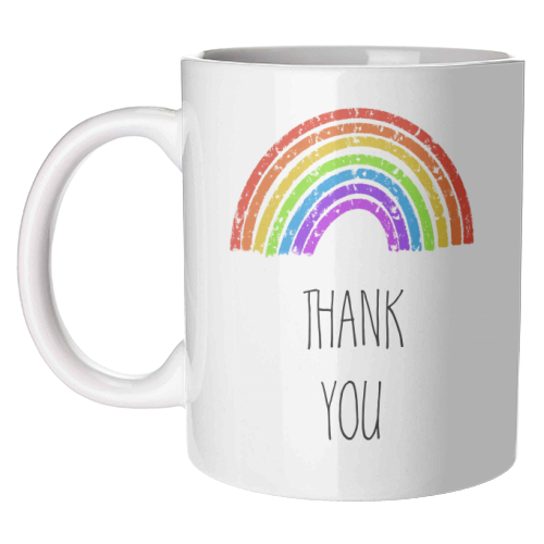 Rainbow Thank you Greeting - unique mug by Adam Regester