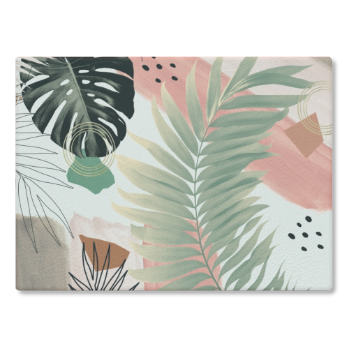 Palm Leaf Summer Glam #1 #tropical #decor #art - glass chopping board by Anita Bella Jantz