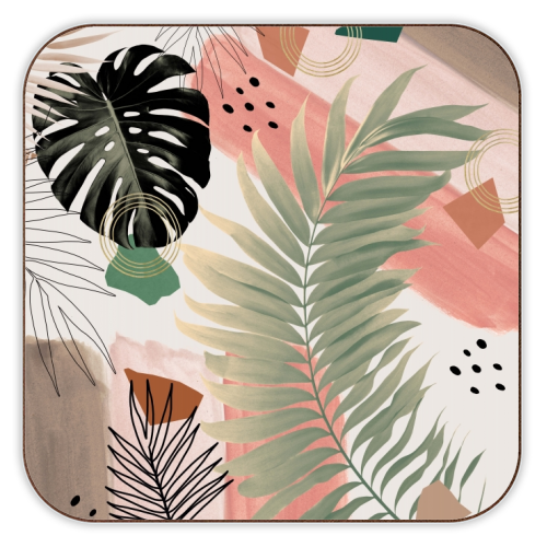 Palm Leaf Summer Glam #1 #tropical #decor #art - personalised beer coaster by Anita Bella Jantz