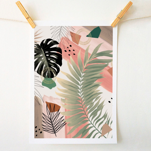 Palm Leaf Summer Glam #1 #tropical #decor #art - A1 - A4 art print by Anita Bella Jantz
