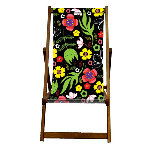 Modern Stylised Flowers - canvas deck chair by InspiredImages