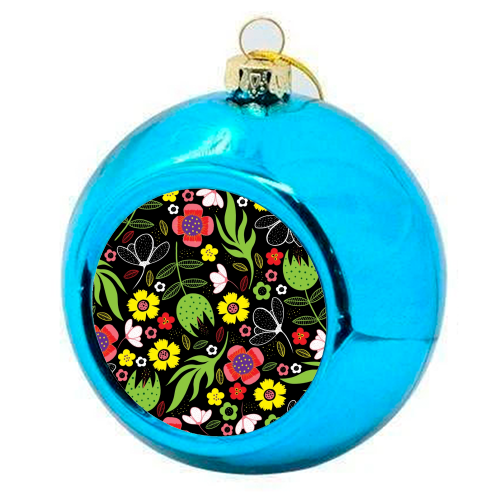Modern Stylised Flowers - colourful christmas bauble by InspiredImages