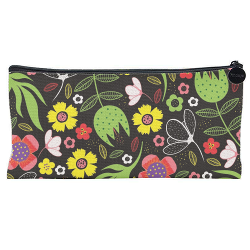 Modern Stylised Flowers - flat pencil case by InspiredImages