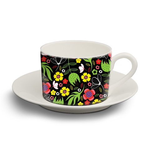 Modern Stylised Flowers - personalised cup and saucer by InspiredImages