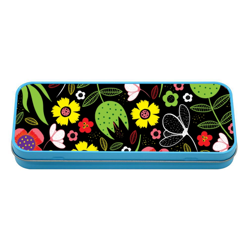 Modern Stylised Flowers - tin pencil case by InspiredImages