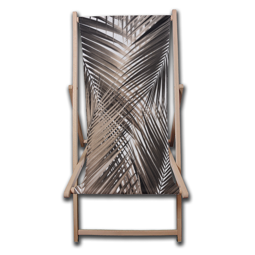 Golden Brown Palm Leaves Dream - Cali Summer Vibes #1 #tropical #decor #art - canvas deck chair by Anita Bella Jantz