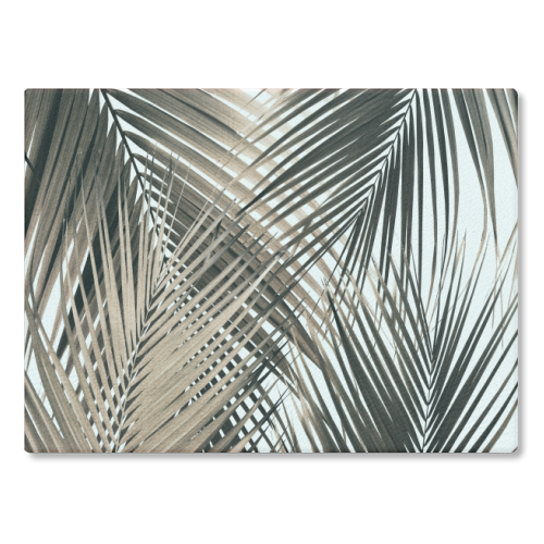 Golden Brown Palm Leaves Dream - Cali Summer Vibes #1 #tropical #decor #art - glass chopping board by Anita Bella Jantz