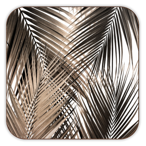 Golden Brown Palm Leaves Dream - Cali Summer Vibes #1 #tropical #decor #art - personalised beer coaster by Anita Bella Jantz