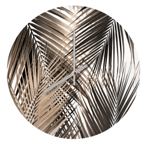 Golden Brown Palm Leaves Dream - Cali Summer Vibes #1 #tropical #decor #art - quirky wall clock by Anita Bella Jantz