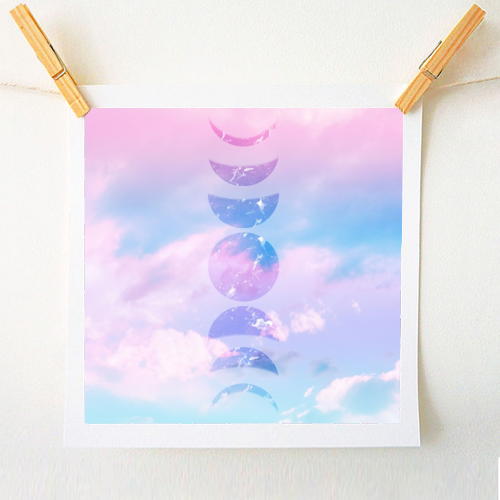 Unicorn Pastel Clouds Moon Phases #1 #decor #art - A1 - A4 art print by Anita Bella Jantz
