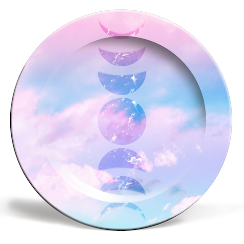 Unicorn Pastel Clouds Moon Phases #1 #decor #art - ceramic dinner plate by Anita Bella Jantz