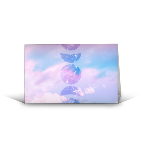 Unicorn Pastel Clouds Moon Phases #1 #decor #art - funny greeting card by Anita Bella Jantz