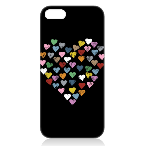 Hearts Heart Black - unique phone case by Emeline Tate